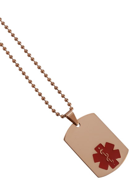 Rose Gold Dog Tags Red Enamel