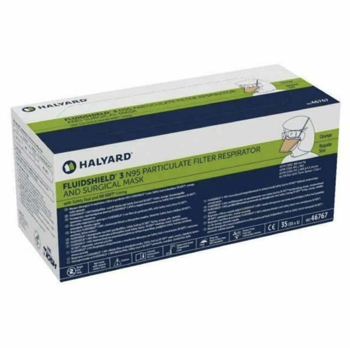 FLUIDSHIELD 3 N95 Particulate Respirator And Surgical Mask Regular