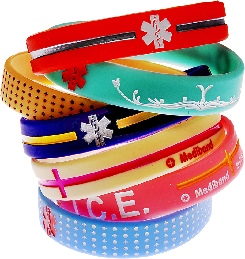 Custom medical alert bracelet bundle in bright designer colours