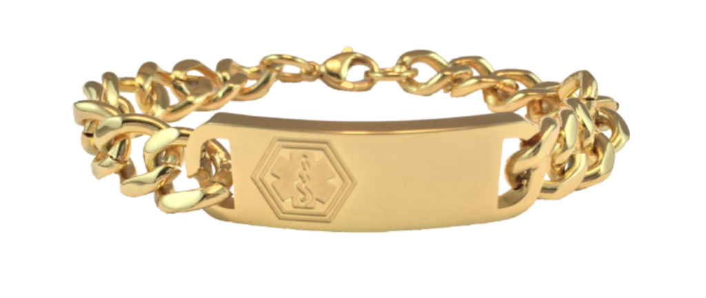 gold medical id bracelet