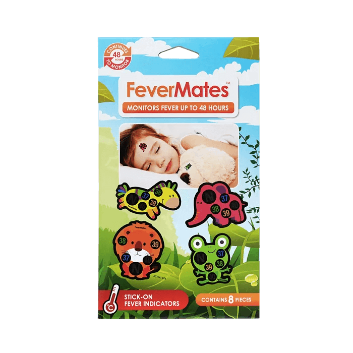 fevermates, mediband, medical, temperature, fever, flu, cold, hayfever, kids fever, covid19, covid, temperature indicator, thermometer, stick on fever indicators, monitor fever