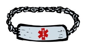 medic alert Bracelet with star of life cross medical symbol